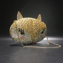 Load image into Gallery viewer, Fox Rhinestone Hollow Metal Crystal Dinner Bag