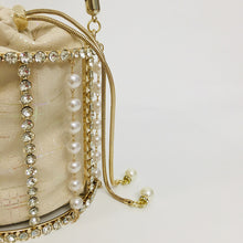 Load image into Gallery viewer, Pearl Rhinestone Bucket Bag Handbag Dress Bag Chain