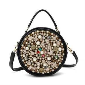 Vintage Style Pearl Design Evening Bag, Wedding Party Clutch Crossbody Bag Purse, Rhinestone Shoulder Bags