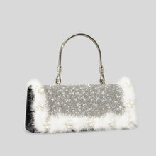 Load image into Gallery viewer, Ostrich Fur Pearl Rhinestone Bag