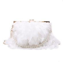 Load image into Gallery viewer, Ostrich Feather Pearl Clutch Bag