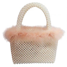 Load image into Gallery viewer, Hand-woven wool and beaded pearl bag