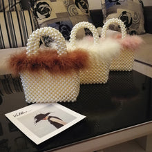 Load image into Gallery viewer, Hand-woven wool and beaded pearl bag