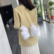 Load image into Gallery viewer, Ostrich Feather Pearl Evening Bag