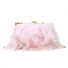 Load image into Gallery viewer, Ostrich Feather Pearl Clutch Bag