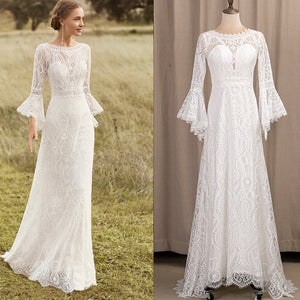 Women's Long-sleeved Boho Inspired Wedding Dress