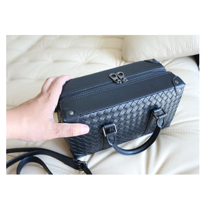 Genuine Leather Diagonal Woven Bag