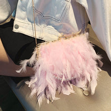 Load image into Gallery viewer, Ostrich Feather Pearl Clutch Bag