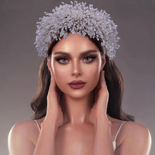 Load image into Gallery viewer, Exaggerated Headdress Bridal Headband Crystal Rhinestone Multi-level Handmade
