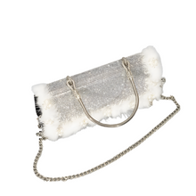 Load image into Gallery viewer, Ostrich Fur Pearl Rhinestone Bag