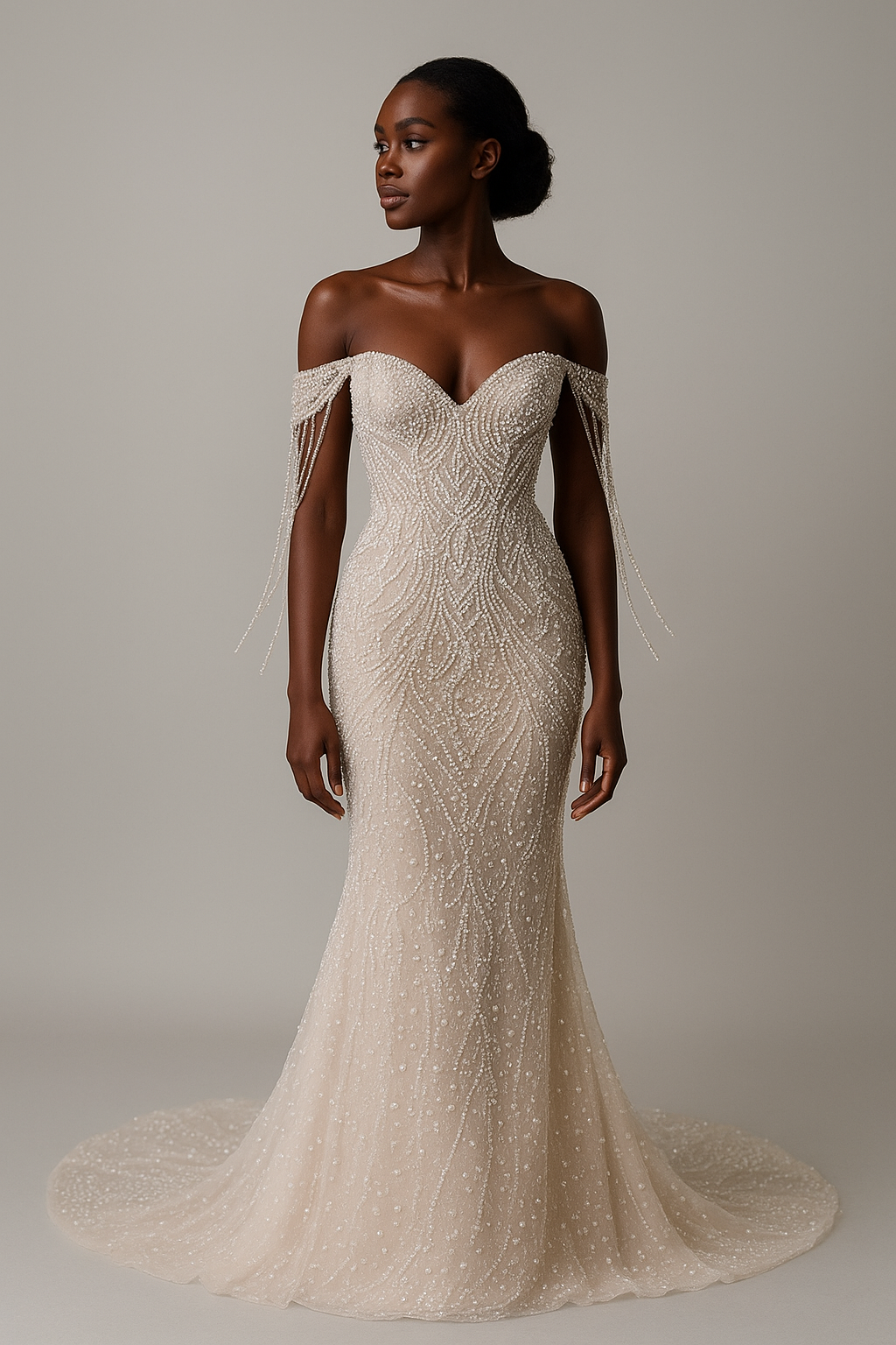 The Celestial Pearl Column Gown