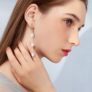 925 Sterling Silver Natural,  Tear Pearl Earrings Baroque Handmade Earrings