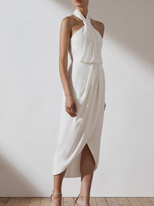 Minimal Chic Bridal Dress,  Slim Fitting Long Off Shoulder Dress