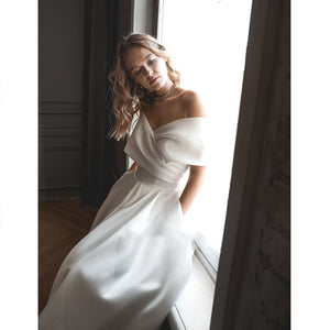 Boho Inspired Off Shoulder  Wedding Dress