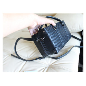 Genuine Leather Diagonal Woven Bag