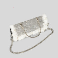 Load image into Gallery viewer, Ostrich Fur Pearl Rhinestone Bag