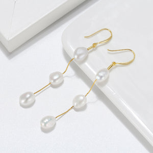 925 Sterling Silver Natural,  Tear Pearl Earrings Baroque Handmade Earrings