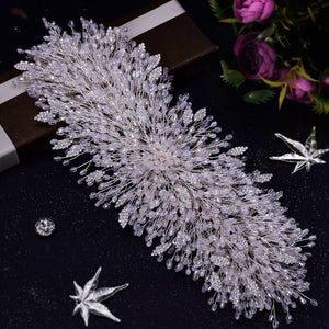 Exaggerated Headdress Bridal Headband Crystal Rhinestone Multi-level Handmade