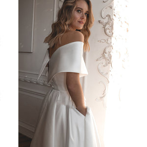 Boho Inspired Off Shoulder  Wedding Dress
