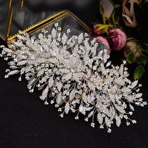 Rhinestone Leaf Handmade Headband Bridal Wedding Headdress